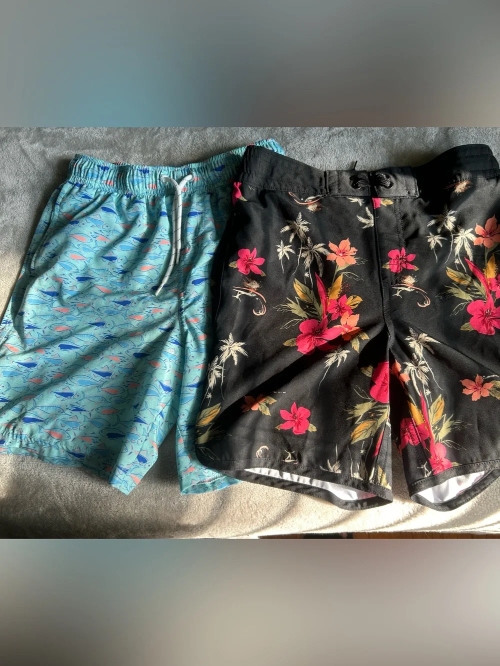 Old Navy Black boys Swim Shorts with Mint & Blue Trim